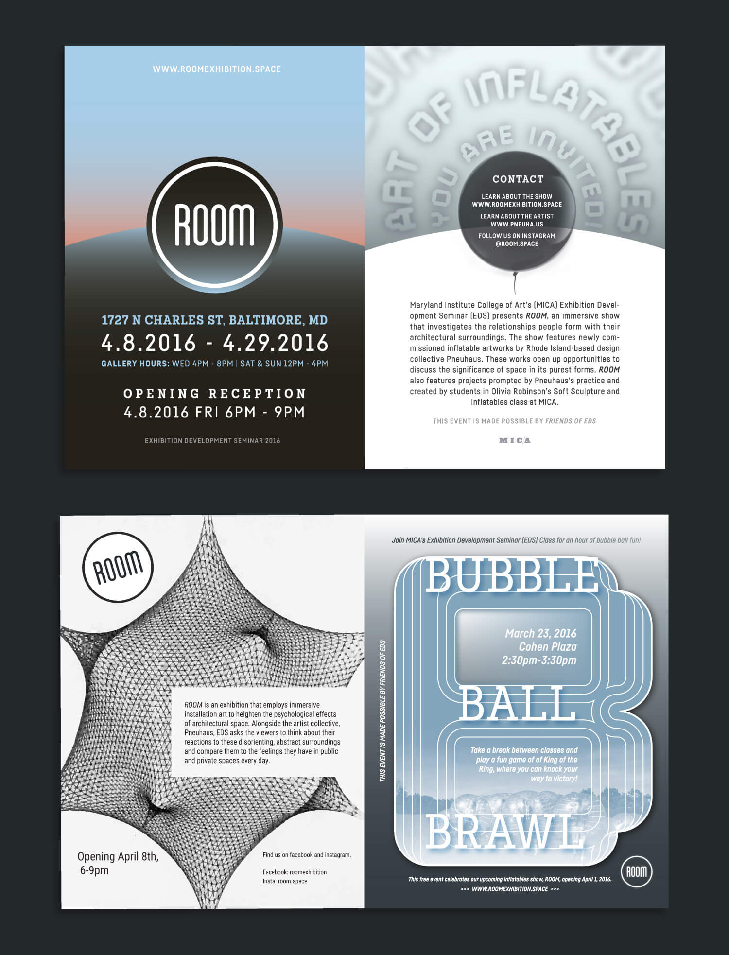 Flyers for the ROOM exhibition